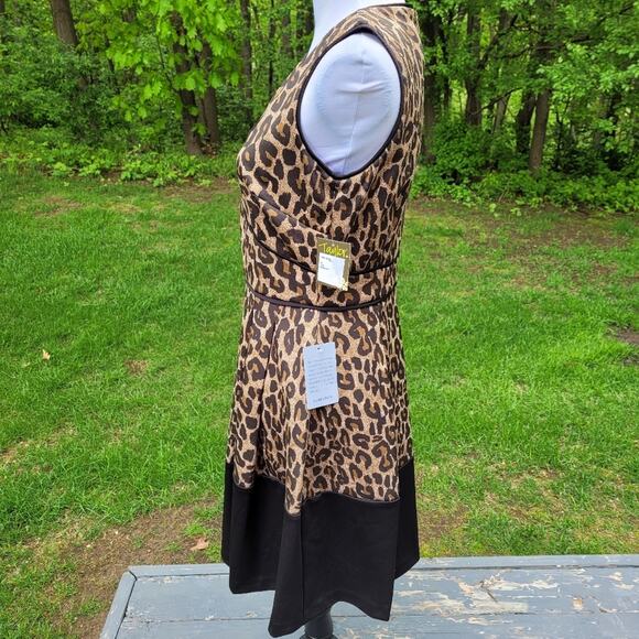 Taylor Brown & Black Leopard Print A-line Sleeveless Dress size 6 - Picture 3 of 13